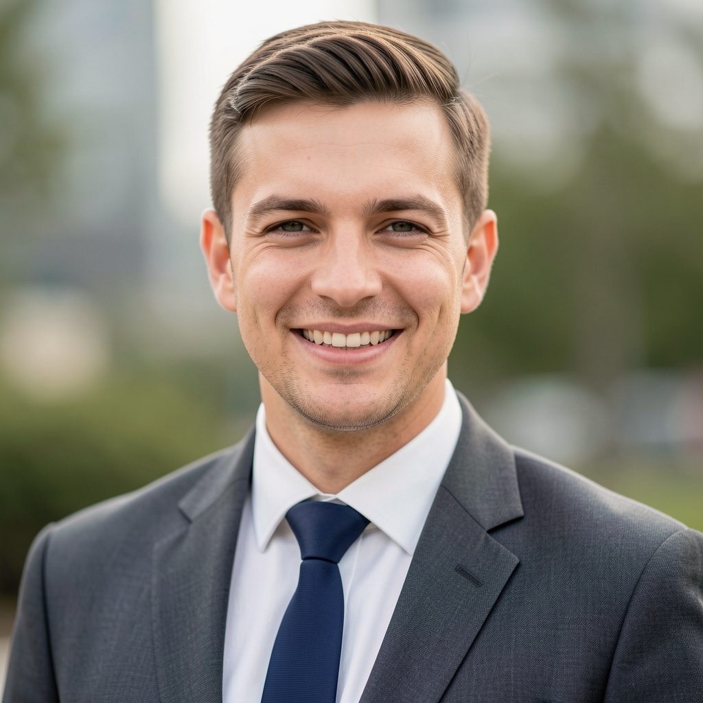 Marcin Lewandowski, dyrektor zarządzający NightVibeGather, mężczyzna w eleganckim garniturze, uśmiechnięty, portret biznesowy